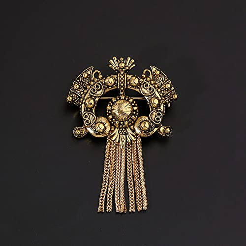 Brooches For Women-Vintage Heavy Industry French Retro Hollow Carved Tassel Brooch Palace Style Accessories Corsage #TOP1