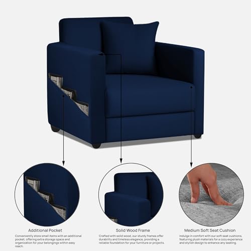 Image of Tiya | Upholstered Fabric Sofa 1 - Seater in Cool Cobalt Colour | 3 Year Warranty DIY (Do it Yourself)