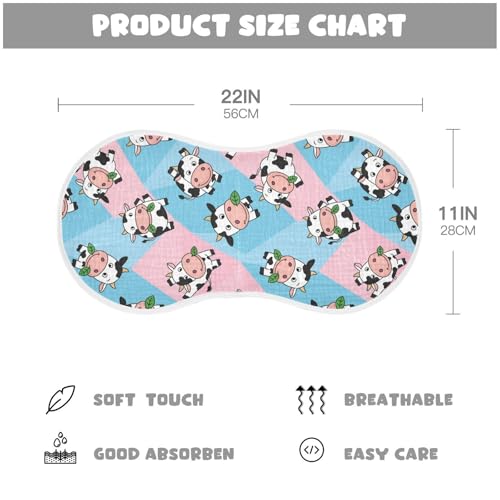 J JOYSAY Cute Cow Blue Baby Burp Cloths for Boys Girls Large 22''x11'' Cotton 4 Layer Baby Spit Up Cloth for Spit Up Newborn one sizex22