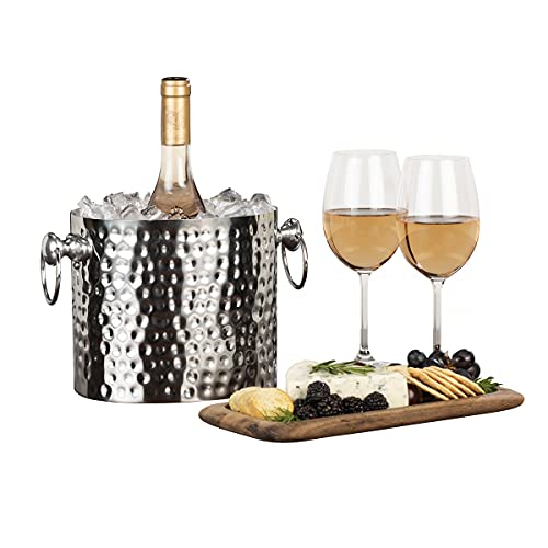 Chic Chill 1-Bottle Wine Chiller Ice Bucket | Keeps Wine & Champagne Bottles Cold Without Touching Ice | Wine Bucket | Handcrafted Artisan Design | Patented Technology | Stainless Steel