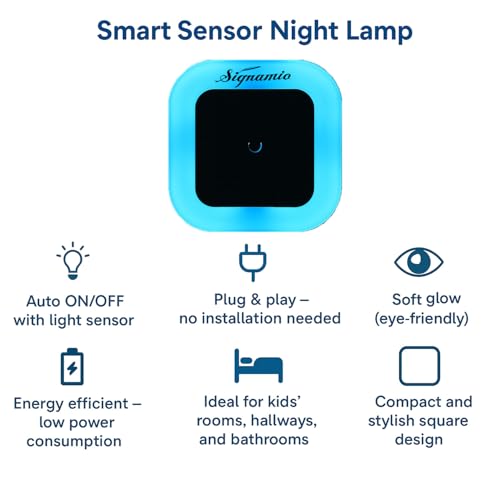 Image of Signamio 1 Pcs Sensor Light for Home Indoor - Smart Motion Sensor LED Light, Automatic On /Off Night Lamp, Energy-Saving 0.5W for Bedroom, Bedside, Home Use-Blue