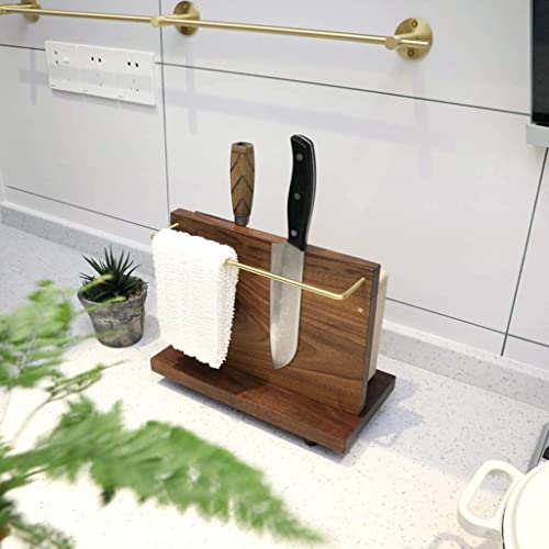 Estante multifuncional para cuchillos de encimera y tabla de cortar de madera 5