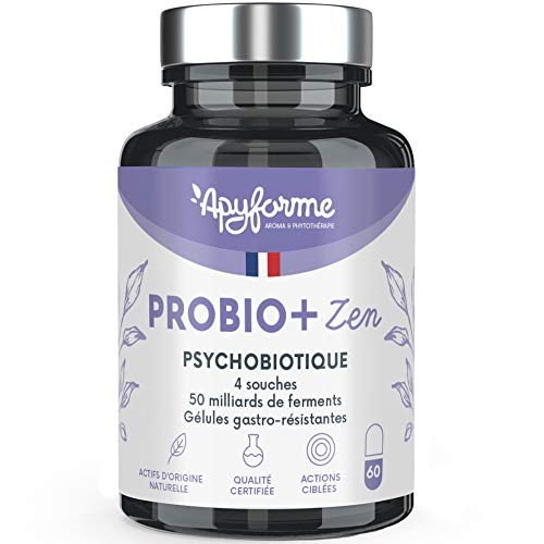 Apyforme - Probiotique Anti Stress et Anxiété Probio+ Zen - 50 Milliards de Ferments pour retrouver la Sérénité - 4 Souches - Complément Alimentaire Fabriqué en France