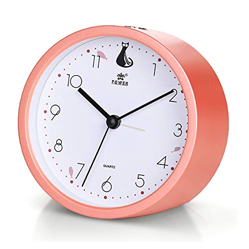 Laigoo Analog Alarm Clock for Girls, Silent Non-Ticking Desktop Clock Round Travel Alarm