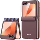 Picture of Miimall Flip 6/ZFlip7 FE Case with Hinge Protection, Slim Folding Design, Screen Protector, Drop Proof Full Body Spine Dustproof Military Grade Non-Slip Cover Cases for Samsung Z Flip 6 Wine Red