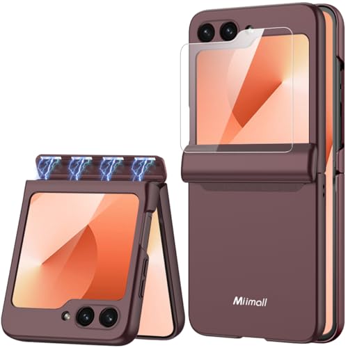 Miimall Flip 6/ZFlip7 FE�P�[�X �q���W�ی�A�X�����܂肽���݃f�U�C���A�X�N���[���v���e�N�^�[�A�����h�~�t���{�f�B�X�p�C���h�o�~���^���[�O���[�h�m���X���b�v�J�o�[�P�[�X Samsung Z Flip 6�p ���C�����b�h