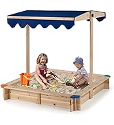 DREAMADE Sandkasten Aus Zedernholz - 126x126cm Mit 4 Sitzbänken, Für Garten & Outdoor