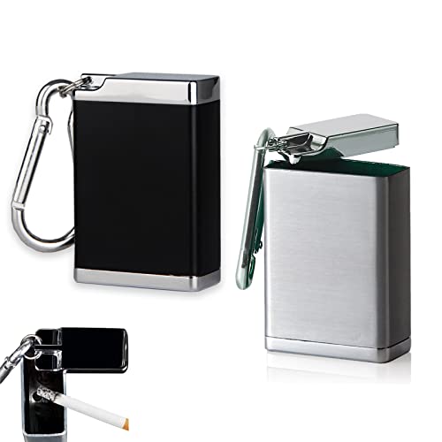 2 Pcs Tragbarer Aschenbecher, Zigaretten Taschenascher, Kreativ Winddicht Aschenbecher, Taschenaschenbecher Geruchsdicht, für Draußen mit Deckel Geruchsdicht (Schwarz, Grau) Cover