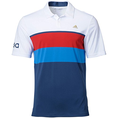 adidas Golf Mens Climacool USA Engineered Stripe Polo