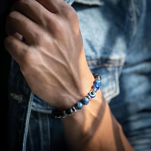 Mesmerize Evil Eye Protection Bracelets with Mag Snap Closure | Unisex Collection | Original Stones to avoid negative energy | Durable Mag Snap 2 Magnetic Closure | Lab-Tested Certificate & 6-Month Warranty Included.