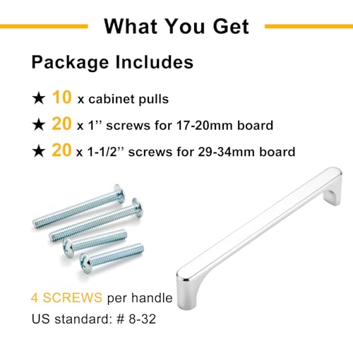 BEROSSA 10 Pack 3-3/4 Inch Polished Chrome Drawer Pulls Chrome Cabinet Handles Chrome Hardware for Kitchen Cabinets 3126 Drawers Bedroom Dresser Bathroom Vanity Cupboard by BEROSSA - Image 5