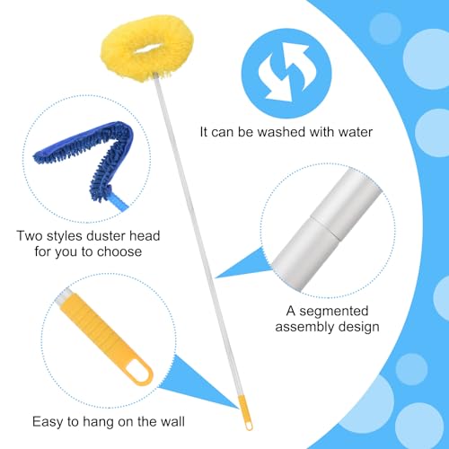 Image of PATIKIL Ceiling Fan Cleaner Duster, 12.9 inch to 59 inch, 2 in 1 Microfiber Duster Extendable Handle Fan Blade Cleaning Tool Removable Washable for Furniture Blind, Yellow