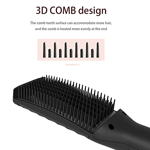 Hair Straightener Brush With Iron Electrical Heated Hair Straightening With Faster Heating Ptc Ceramic Technology Anti Scald Feature Auto-Off & Dual Voltage Portable Electric Straightening Comb #TOP2