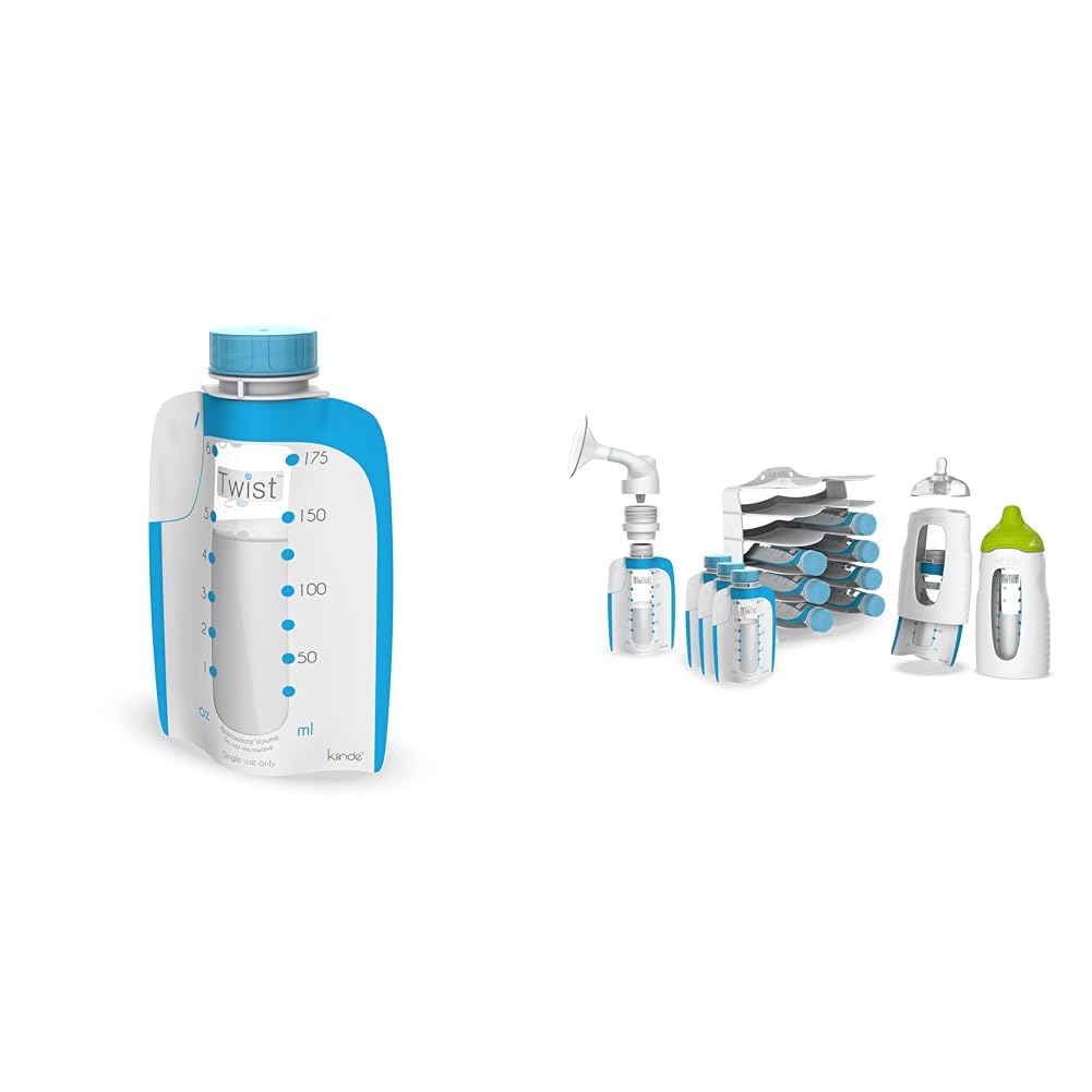 Kiinde Twist Pouch Direct-Pump Direct-Feed Twist Cap Breast Milk Storage Bags for Pumping & Twist Universal Direct-Pump Feeding System Starter Kit for Leak-Free and Transfer-Free Breastmilk Collection