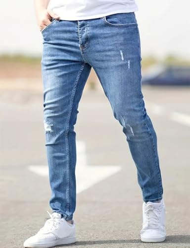 Mywinway Skinny Jeans for Men Spring Fall Stretchy Ripped Tapered Leg Slim Fit Distressed Fashion Causal Denim Pants3