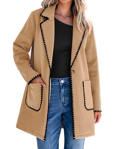 luvamia Pea Coats for Women Trendy Embroidered Contrast Trim Long...