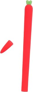 Carrot Shaped Silicone Sleeve Cover for Pencil Comfortable Grip for Use Lightweight and Protective for Stylus Storage Red