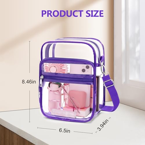 Image of Blvornl Clear Crossbody Bag with Adjustable Shoulder Strap, Stadium Approved PVC Purse Bag, Messenger Bag