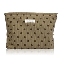 Wudygirl Travel Makeup Bag Cute Cosmetic Bag Large Capacity Makeup Pouch Make Up Organizer for Women and Girls Portable Toiletry Bag Corduroy Zipper Pouch (Brown Polka Dots)