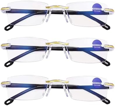 3Pcs Presbyopia Glasses Multifocus Magnifying Glass for Seniors, Anti-Blue Light Reading Eyeglasses, Clear Focus Protection Glasses for Men/Women (400)
