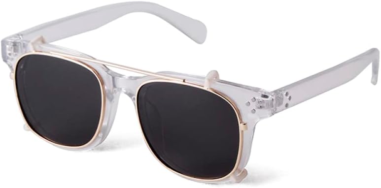 Vintage Steampunk Clip On Sunglasses Women Men Leopard Square Removable Flip Lens Sun Glasses