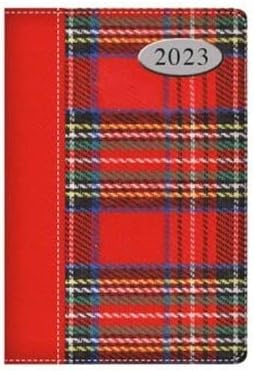 2023 Pocket Week to View Tartan Material Slim Pocket Designer Diary (Green)