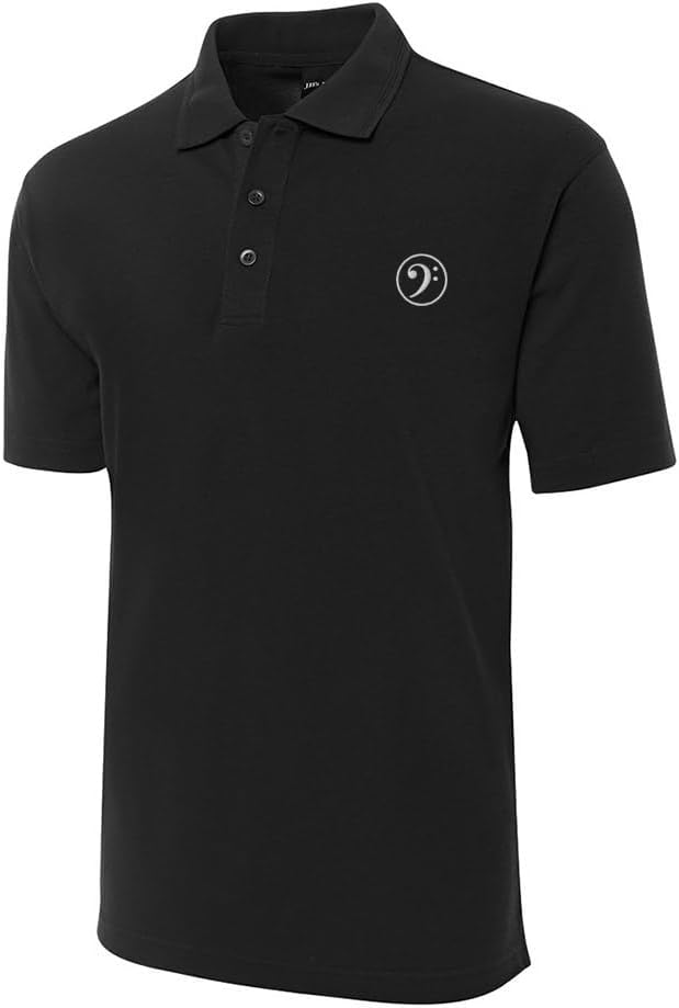 Polo Shirts for Men Bass Clef White Music Embroidered Short Sleeve Mens Polo Shirt
