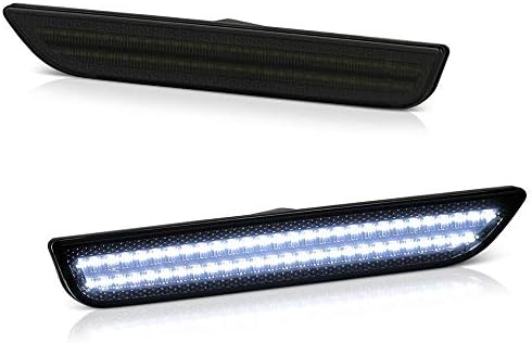 VIPMOTOZ Full White LED Smoke Lens Rear Side Marker Light Parking Lamp For 2010-2014 Ford Mustang S197, Driver & Passenger Side