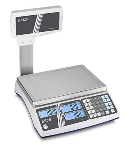 Báscula de tienda de alta calidad con gran almacenamiento de artículos [Kern RIB 6K-3HM] Balanza calculadora de precios con cómoda filosofía de manejo y aprobación de calibración [M], rango de pesaje