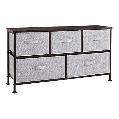 Amazon Basics Extra Wide Fabric 5-Drawer Storage Organizer Unit for Bedroom Closet, Bronze