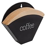 AuldHome Emailleware Kaffeefilterhalter (schwarz); Wandmontage, moderner Bauernhaus-Kaffeefilterbehälter