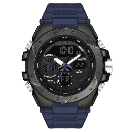 Image of Carlington Analog-Digital Sports Watch Chronograph, Dual Time,Alarm, Stopwatch, Calendar, Water-Resistant, Shock-Resistant, Back Light Display. The Perfect Watch for Men-CT9140 Series