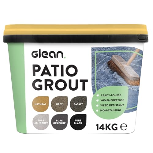 GLEAN Patio Grout | NATURAL | 14kg - 20m Coverage | Jointing Compound | Brush In Patio Grout For Paving Patios & Block Paving | Self Setting All Weather Application | Ready Mixed