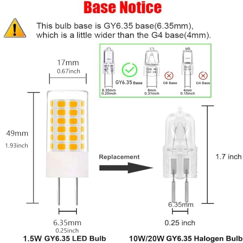 Noobibaba GY6.35 LED Bulb, 12V 4W GY6.35 Bulb, G6.35 Bulb LED T4 JC Type Bi-Pin Base Warm White 3000K - Image 4