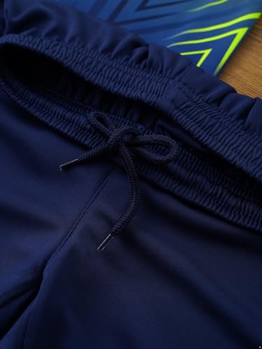 Jowowha Zestaw odzieży sportowej dla dzieci, dla chłopców i dziewczynek, koszulka z krótkim rękawem, dres treningowy, piłka nożna, odzież do koszykówki, K fluorescencyjny zielony, 110-116