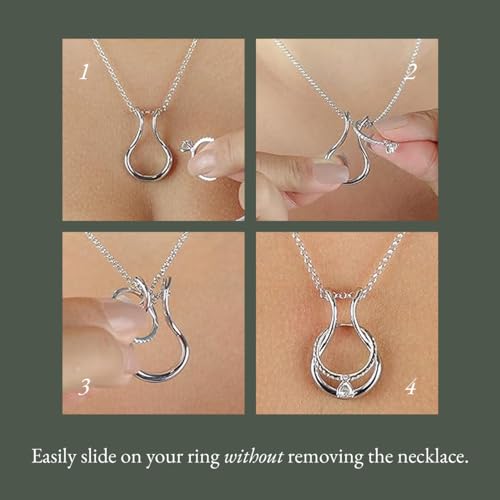 Emily C Ring Holder Necklace - Stainless Steel Necklace with Silver Finish - Engagement Gift for Doctors & Nurses - Silver Jewelry for Mom or Grandmother - Drop by Emily C - Used condition - Image 3