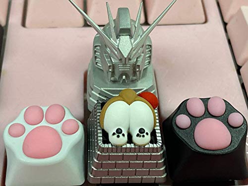 Custom Gaming Keycaps Machinery Keyboard Keycaps Cat Paw Shape Aluminum Alloy Base For Esc Key, Cat Claw For Cute Keyboard(White/Transparent) #TOP5