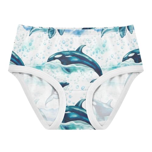 Watercolor Orcas Whale Sea Toddler Underwear Custom 2t Cotton Panties Little Girl Florals Kids Briefs Undies