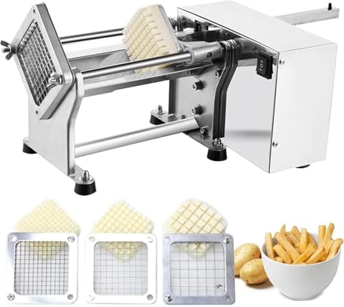 Electric French Fry Cutter, Commercial Grade Potato Cutter With 6mm 9mm 13mm Blade Stainless Steel Commercial French Fries Slicer For Potatoes, Carrots, Onion, Cucumbers