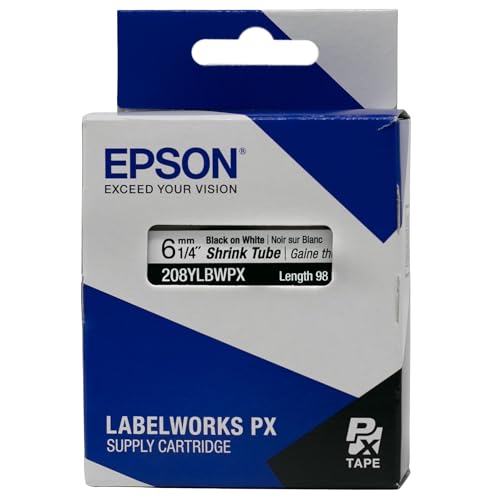 Epson LABELWORKS 208YLBWPX Heat Shrink Tube - Black on White - 6mm by LABELWORKS - Used condition - Image 6