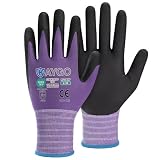 KAYGO Safety Work Gloves MicroFoam Nitrile Coated, 3 Pairs KG18NB,Seamless Knit Nylon Glove for Men and Women, Ideal for Automotive,Warehouse,Construction (Medium,Purple)