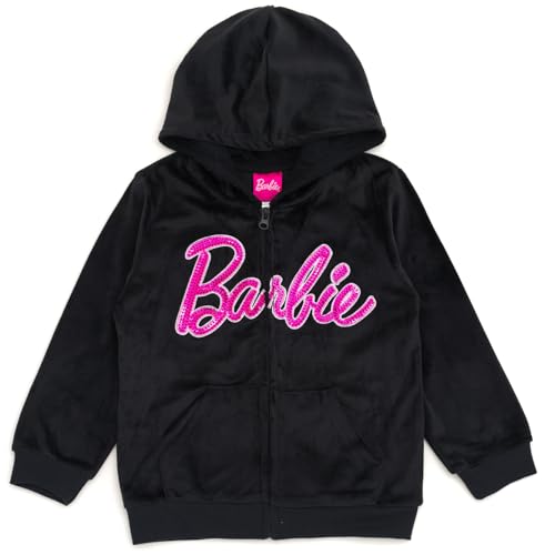 Sweat fille Barbie noir 3 ans en velours ras avec fermeture éclair et capuche mode enfant