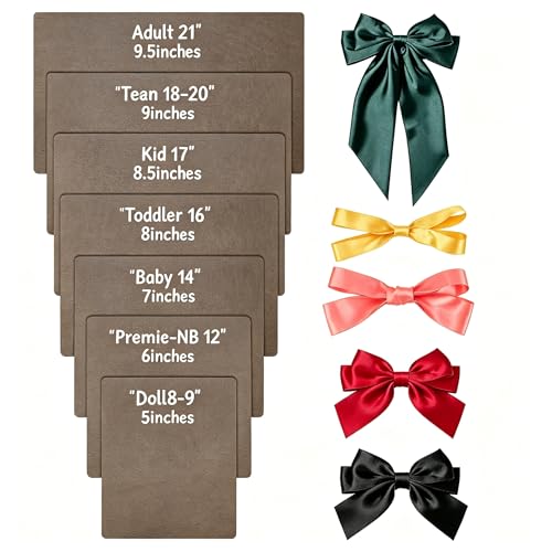 NBEADS 7 Pc Wooden Bow Maker Kit - 7 Size Headwrap Boards + Tie Boards for DIY Hair Bows - Coconut Brown
