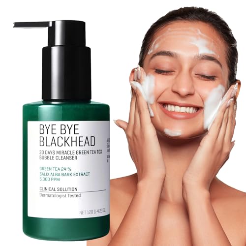 Blackhead Remover, Oil Cleanser Korean, Green Tea Toner, Bye Bye Blackhead 30 Days Miracle Green Tea Tox Bub~Ble Cleanser, 4.23 Oz, 120G, Bub~Ble Face Mask, Korean Skin Care