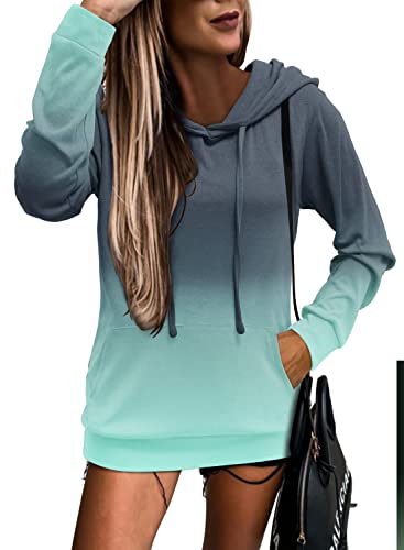 Image of MODARANI Womens Pullover Hoodie Sweatshirts Casual Tunic Tops Kangaroo Pocket Shirts Tie Dye&Floral Print