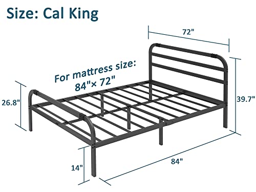 Ziyoo California King Bed Frame With Headboard And Footboard 14 Inch High Metal Platform No Box Spring Needed, 3500Lbs Steel Slats Support For Mattress Easy Assemble Noise Free #TOP1