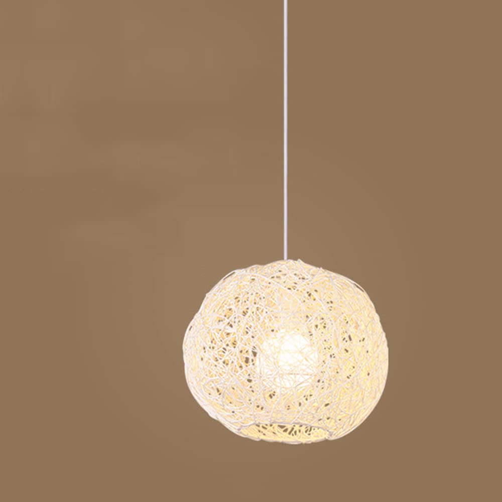 Candelabro de ratán y cáñamo moderno que proyecta luz cálida en el comedor 8