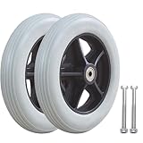 Juliyeh 2 Pack Heavy-Duty 8in Universal Solid Rubber Wheels – Replacement Castors for Wheelchair Replacement Front Wheels, 5/16' Bearings Included.