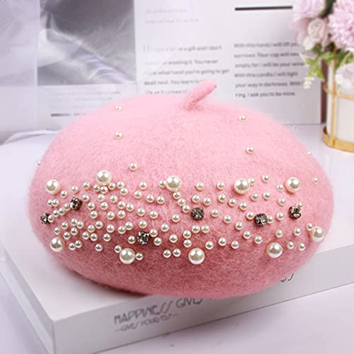 Winter Warm Baby Hat For Girls Wool Beret Hat Infant Toddler Girls Hat Autumn Cute Pearl Classic Girls Beanie 3-10Y, 5-Pink #TOP1