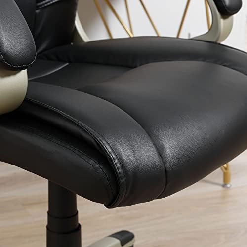 HOMCOM High Back Computer Office Chair Faux Leather Swivel Desk Chair with Adjustable Height Rocking Function Black